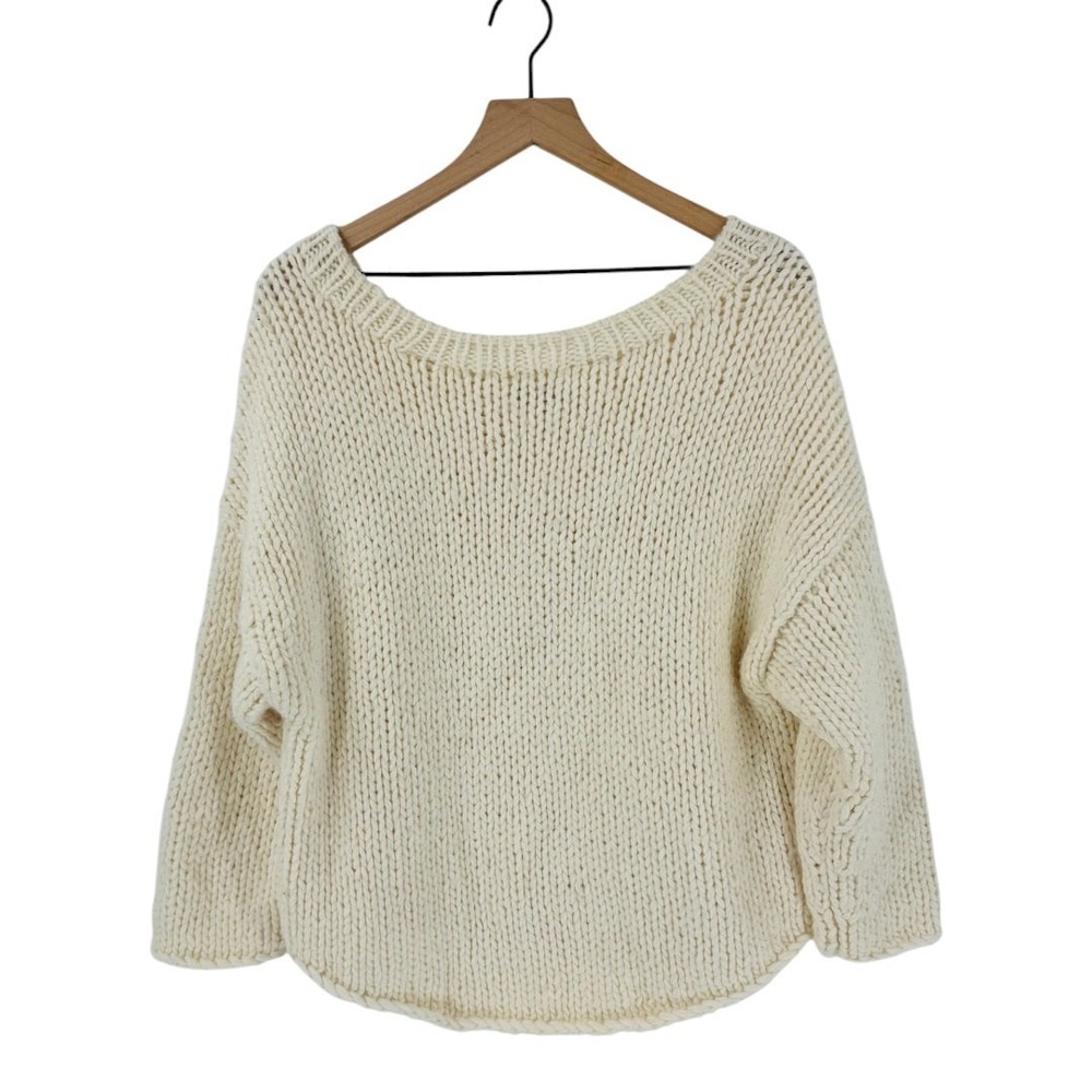Citizens of Humanity‎ Chunky Knit Crewneck Sweater Ivory Wool Alpaca Blend Small